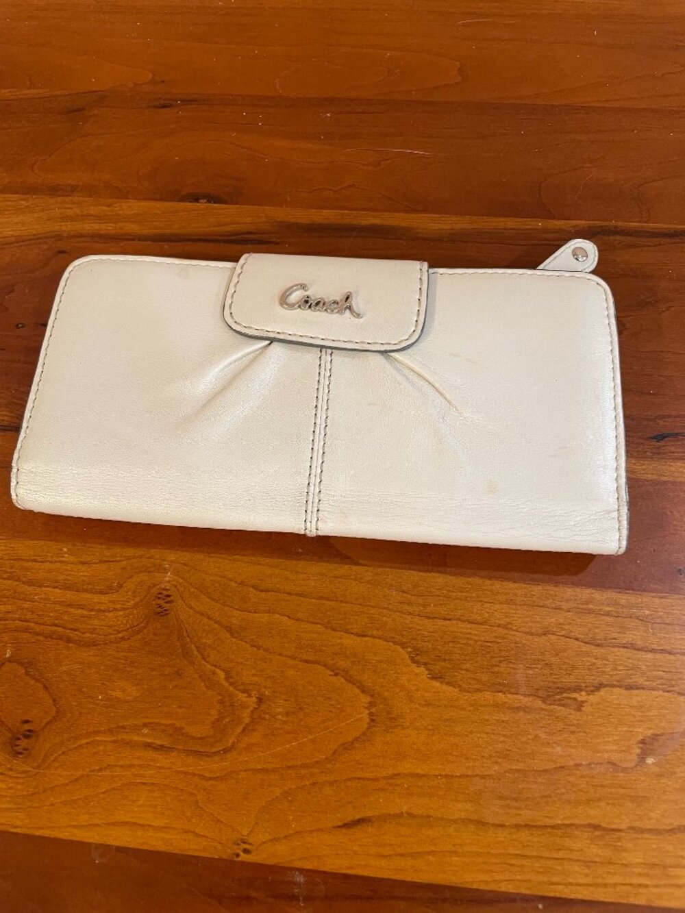 Cream Colored Leather Coach Wallet
